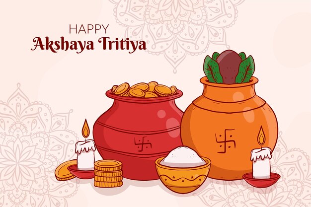 Hand drawn akshaya tritiya background