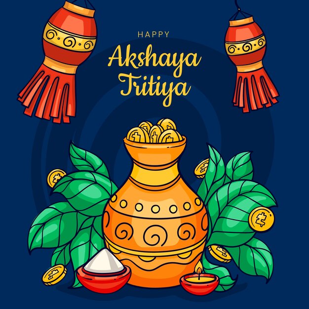 hand drawn akshaya tritiya illustration