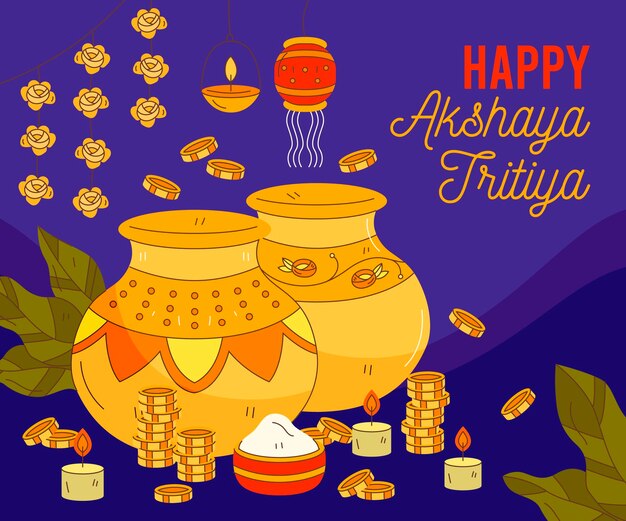 hand drawn akshaya tritiya illustration