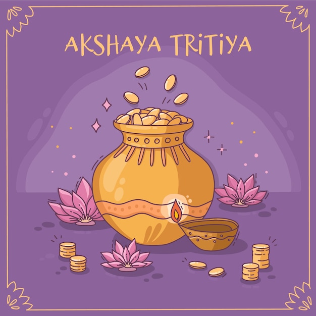 무료 벡터 손으로 그린 akshaya tritiya 그림