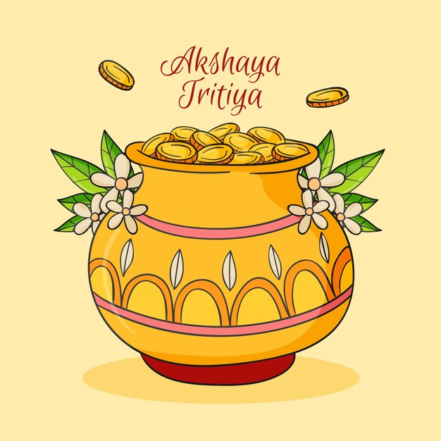 Hand drawn akshaya tritiya illustration