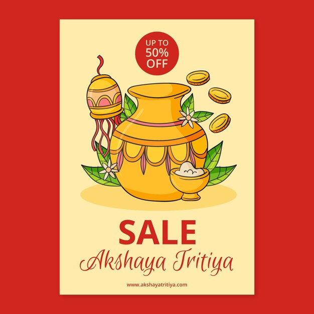 hand drawn akshaya tritiya sale poster template