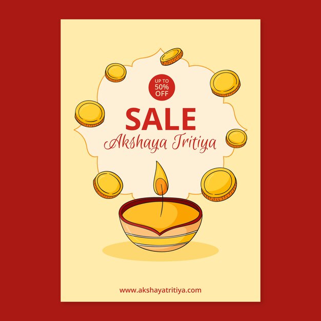 hand drawn akshaya tritiya sale poster template
