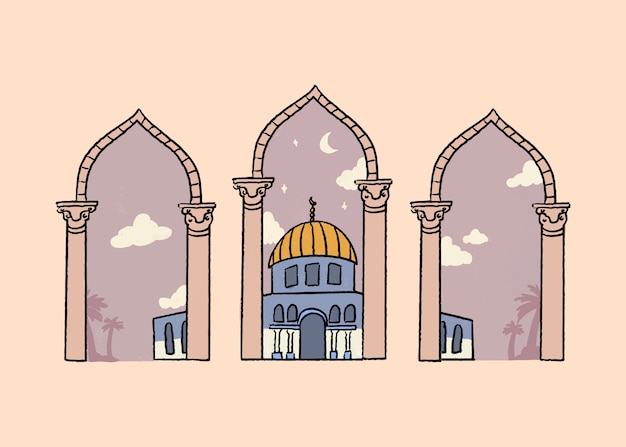 Hand drawn al aqsa illustration