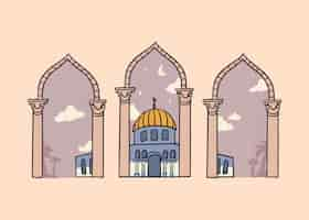 무료 벡터 손으로 그린 알 aqsa 그림