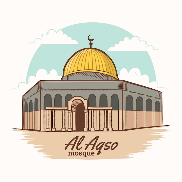 손으로 그린 알 aqsa 그림