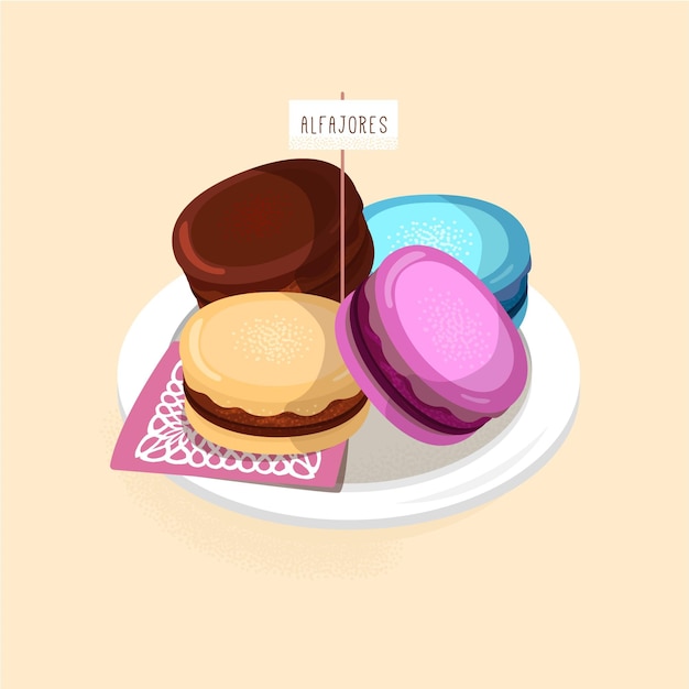 Vettore gratuito illustrazione di alfajor disegnata a mano