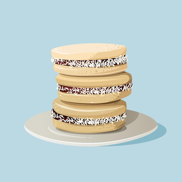 Hand drawn alfajor on a plate