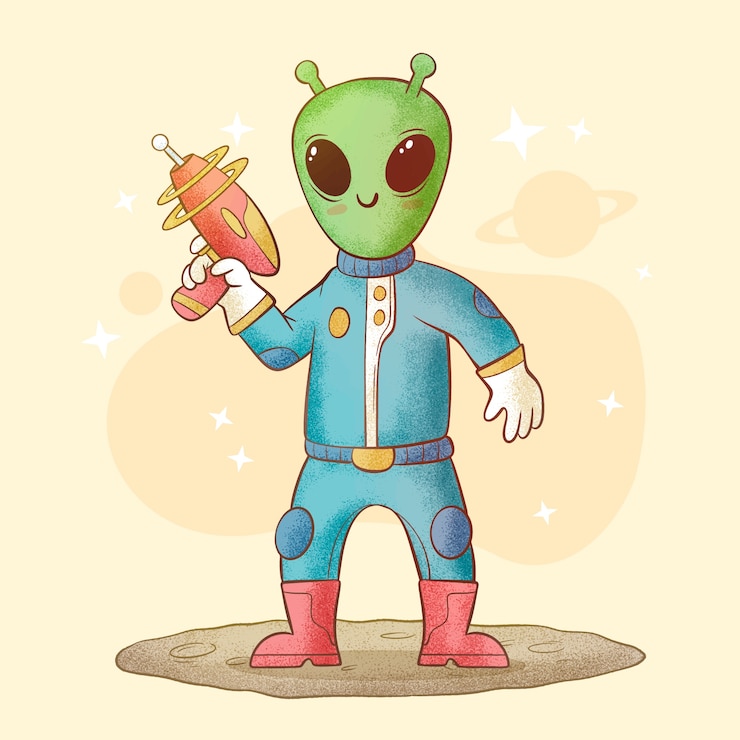 Free Vector hand drawn alien cartoon illustration