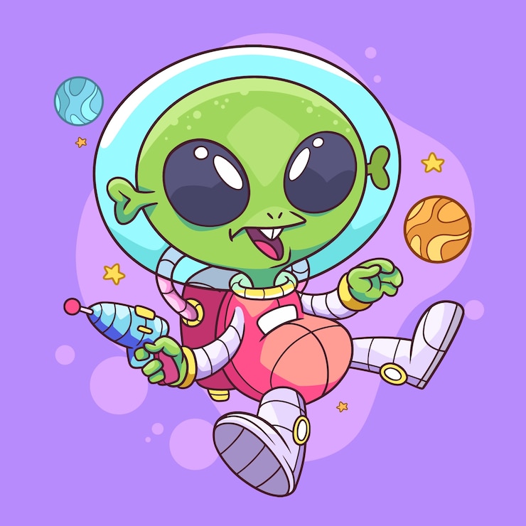 無料Vector 手描きのエイリアン漫画イラスト