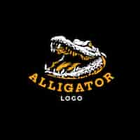 Бесплатное векторное изображение Ручной обращается шаблон логотипа аллигатора