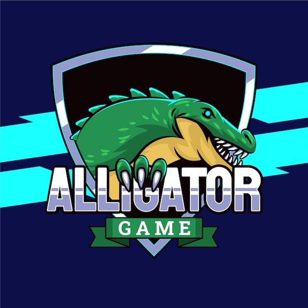 Бесплатное векторное изображение Ручной обращается логотип аллигатора