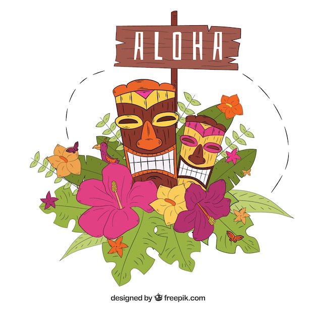 Free vector hand drawn aloha totem background