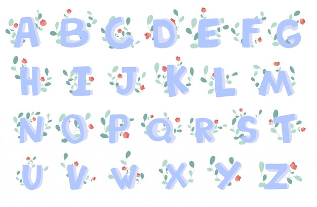 無料のベクター アルファベットの花の背景イラスト