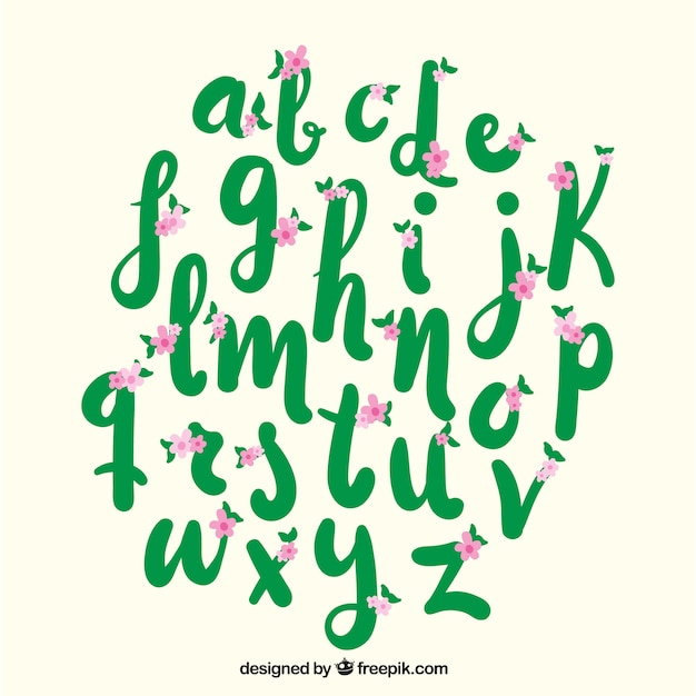 Free vector hand drawn alphabet with flowers