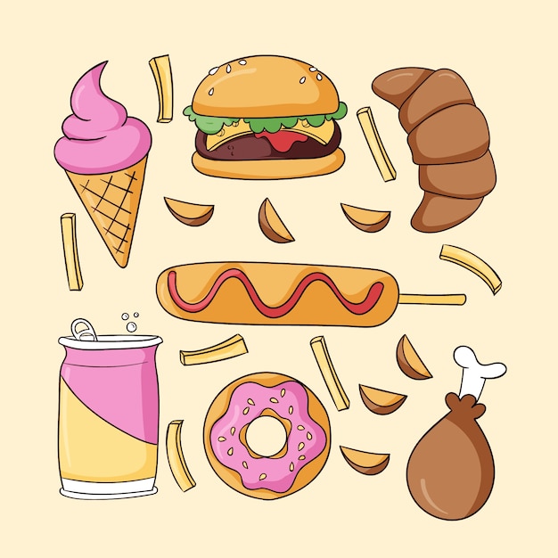 Free vector hand drawn american cuisine illustration