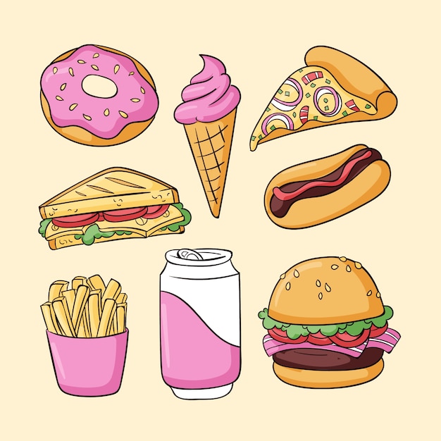 Fast Food Related Doodle Design Vector Illustration Stock Illustration   Download Image Now  iStock