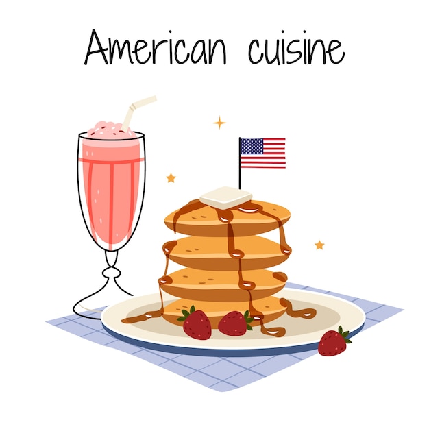 Нарисованная рукой иллюстрация американской кухни