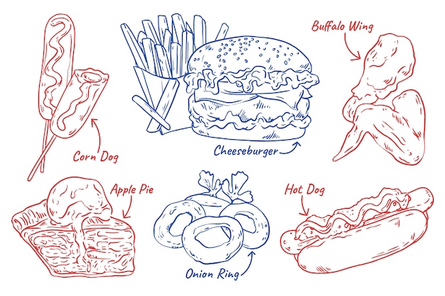 Hand drawn american cuisine