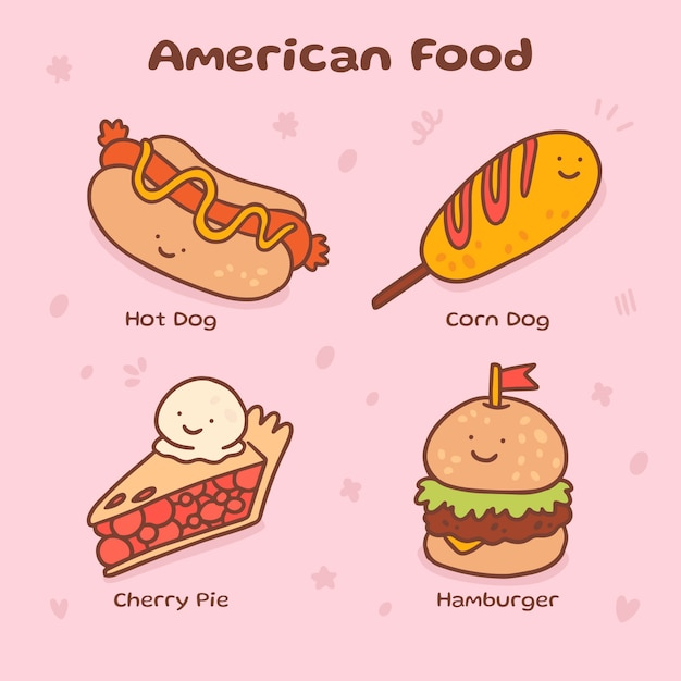 Free vector hand drawn american cuisine