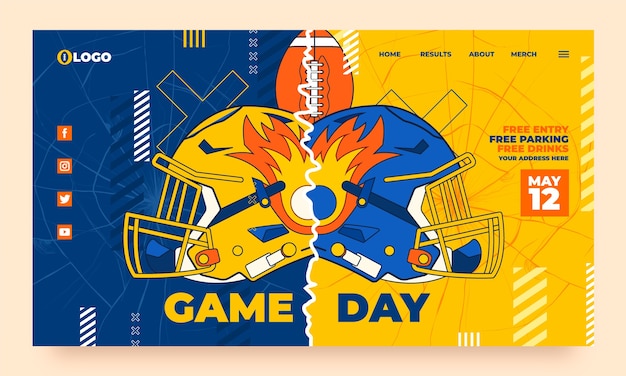 Free vector hand drawn american football landing page