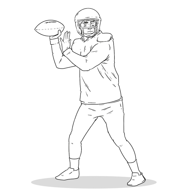 Illustrazione disegnata a mano del profilo di football americano