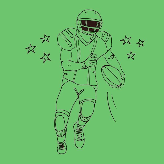 Vettore gratuito illustrazione disegnata a mano del profilo di football americano