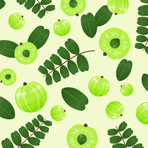 Free vector hand drawn amla fruit background illustrated