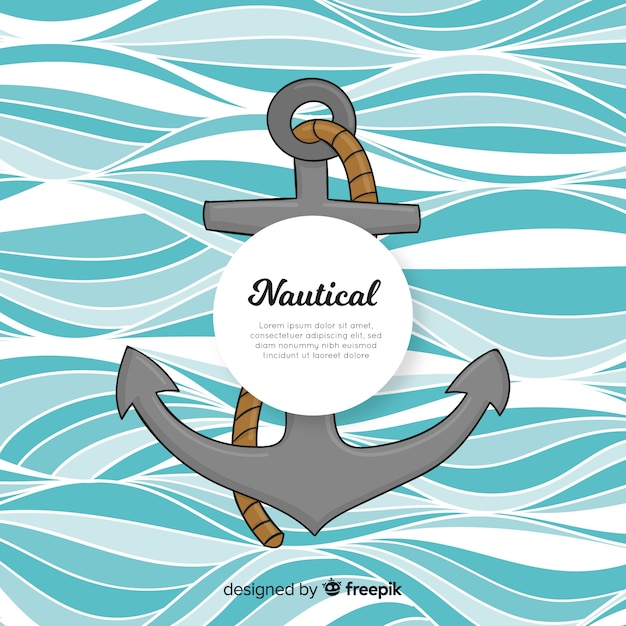 Free vector hand drawn anchor nautical background