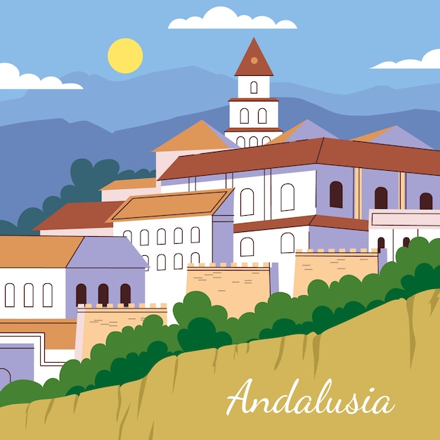 Vettore gratuito illustrazione disegnata a mano in andalusia.