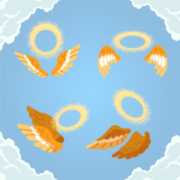 Free vector hand drawn angel halo element collection