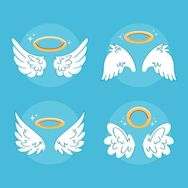 Free vector hand drawn angel halo element collection