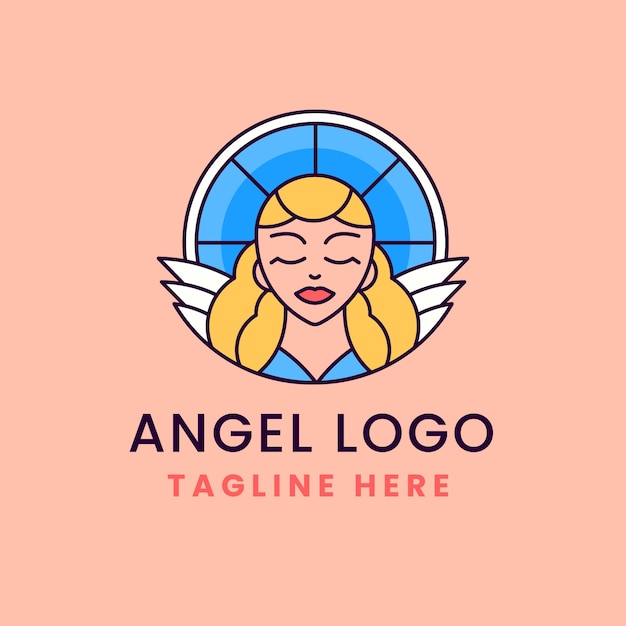 Нарисованный рукой дизайн логотипа ангела