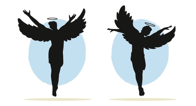 Бесплатное векторное изображение Нарисованная рукой иллюстрация силуэта ангела