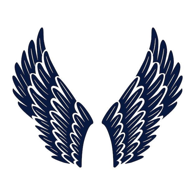 Бесплатное векторное изображение Ручной обращается силуэт крыльев ангела