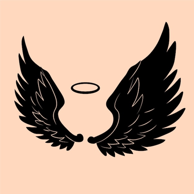 無料ベクター 手描きの天使の羽のシルエット