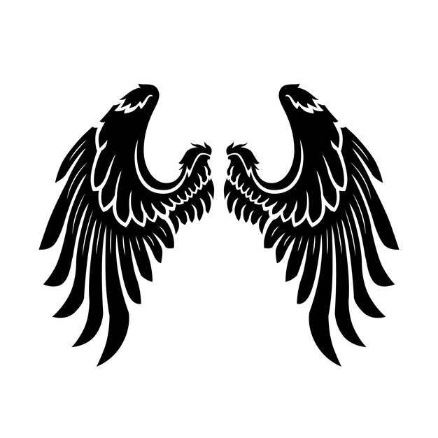 Hand drawn angel wings silhouette