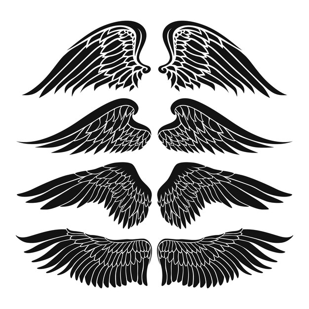 Hand drawn angel wings silhouette