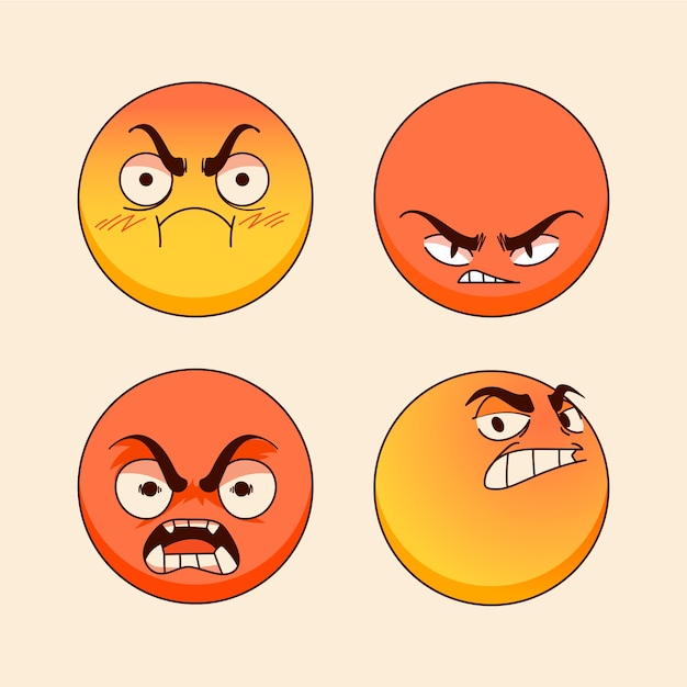 Free vector hand drawn angry emoji illustrations