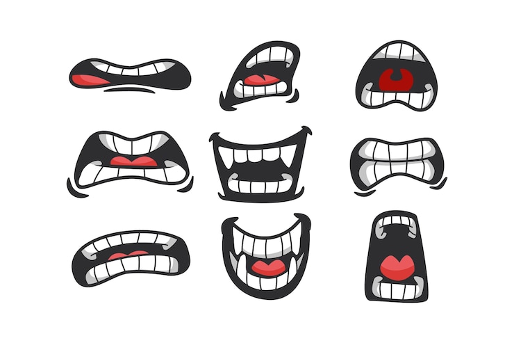 Free Vector hand drawn angry mouth cartoon illustration