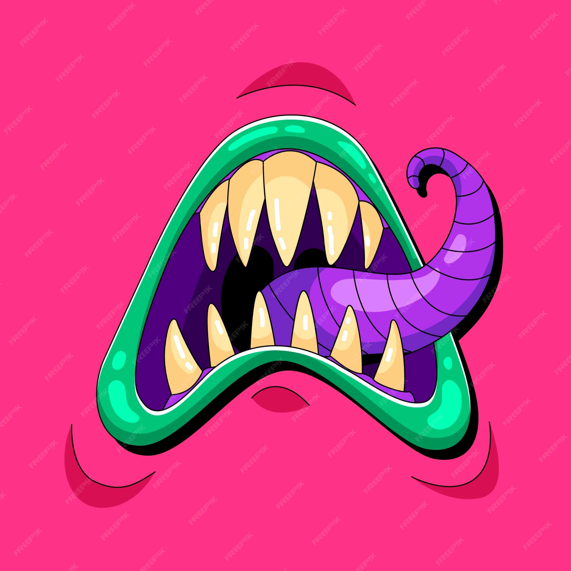 Free Vector  Hand drawn angry mouth cartoon illustration