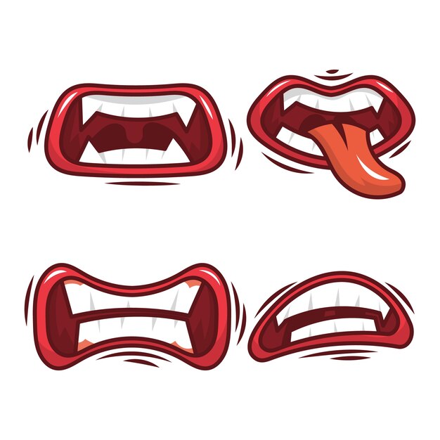 hand drawn angry mouth cartoon illustration