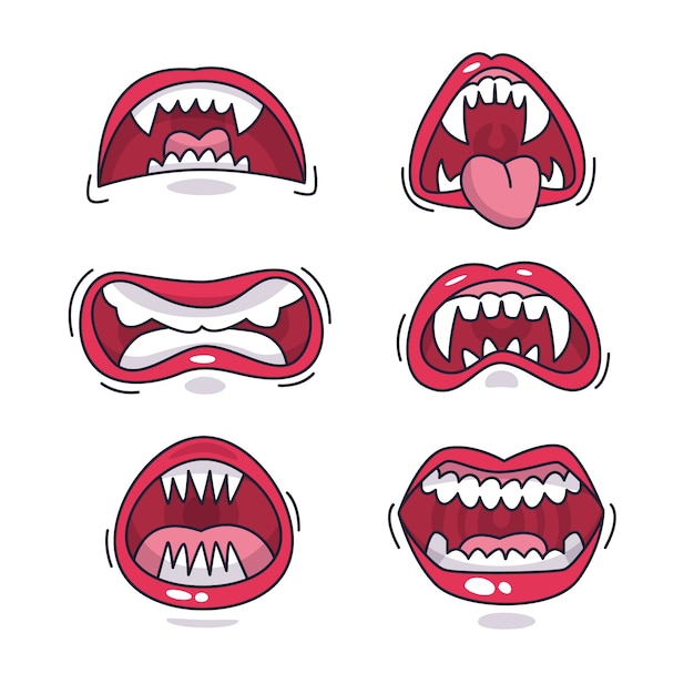 Free vector hand drawn angry mouth cartoon illustration