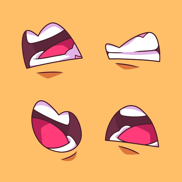 Free vector hand drawn angry mouth cartoon illustration