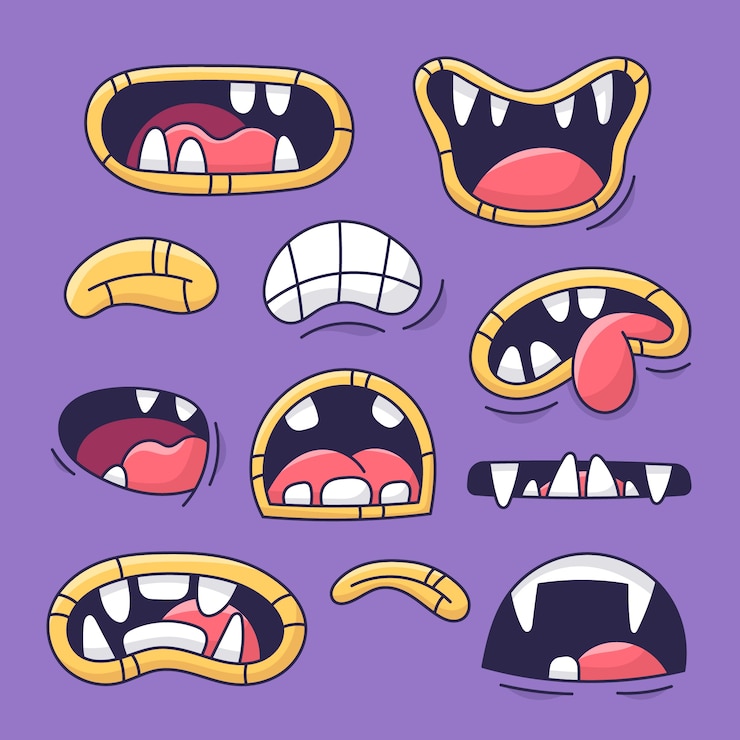Free Vector hand drawn angry mouth cartoon illustration