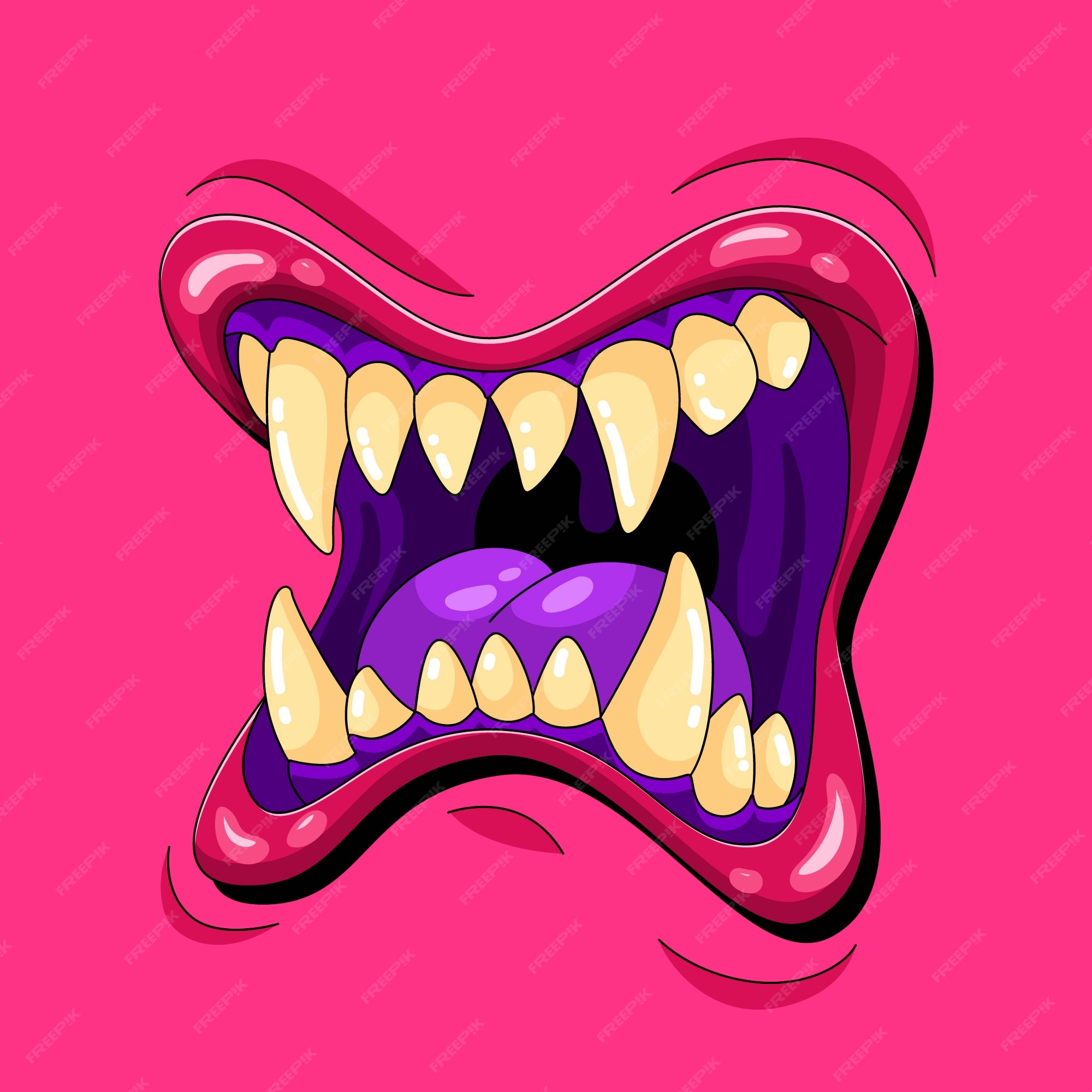 Free Vector  Hand drawn angry mouth cartoon illustration