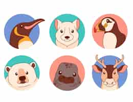 Free vector hand drawn animal avatars element collection