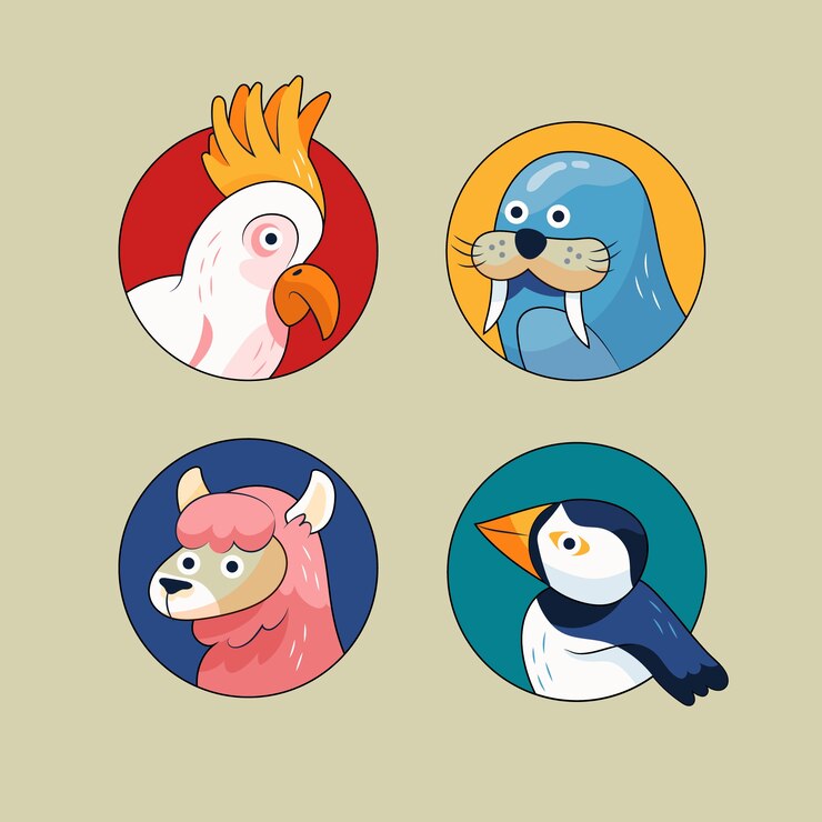 Free Vector hand drawn animal avatars element collection
