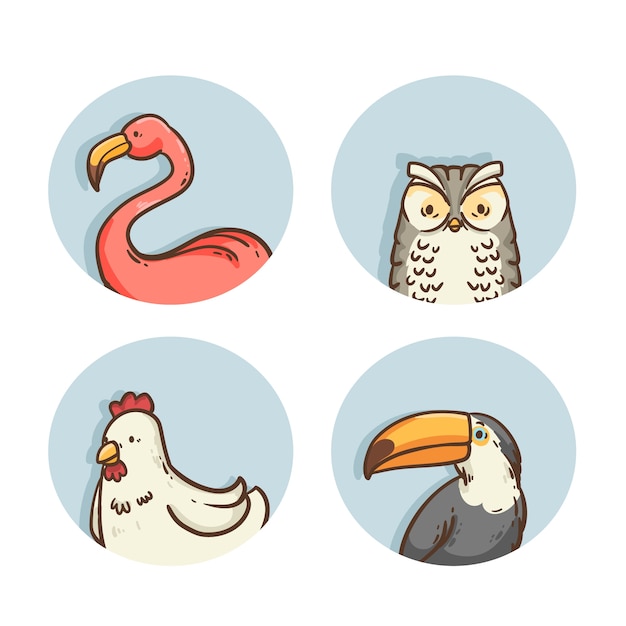 Hand drawn animal avatars element collection