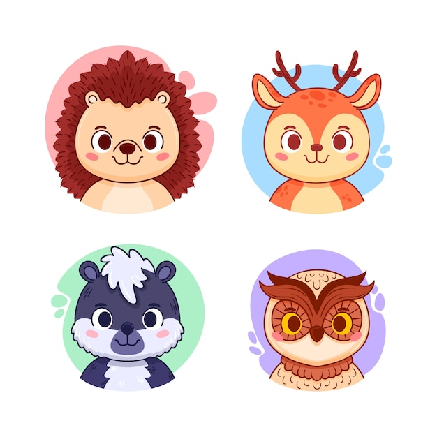 Free vector hand drawn animal avatars element collection